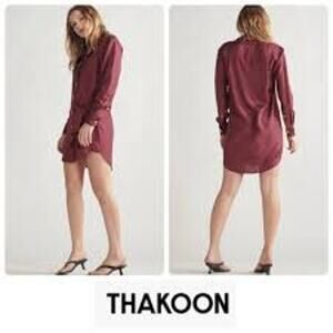 NWT Thakoon Silk Shirt Dress, Burgandy - XL